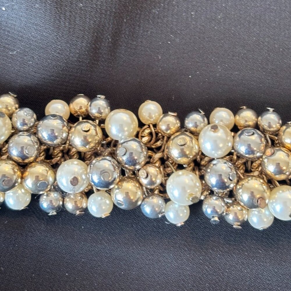Zara Beaded Belt -Pearl and Gold and Silver Beads